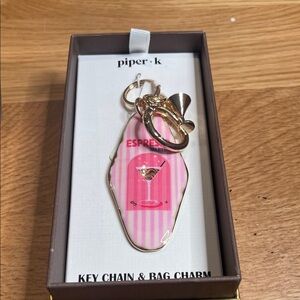 Piper K Pink and Gold Espresso Martini Key Holder NWT